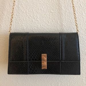 Black Side Bag with Gold Chain/Clasp
